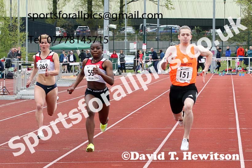 100 metres, 2021 NECAA Middlesbrough Open Meting, Sunday, May 9th. Photo: David T. Hewitson/Sports for All Pics